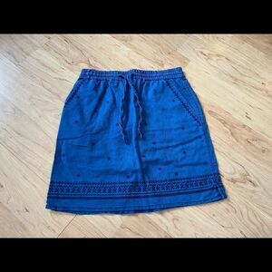 J Crew Trademark blue pattern skirt